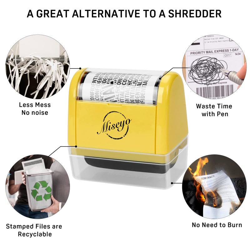 Miseyo Wide Roller Stamp Identity Theft Stamp 1.5 Inch Perfect for Privacy Protection - Yellow - Image 5